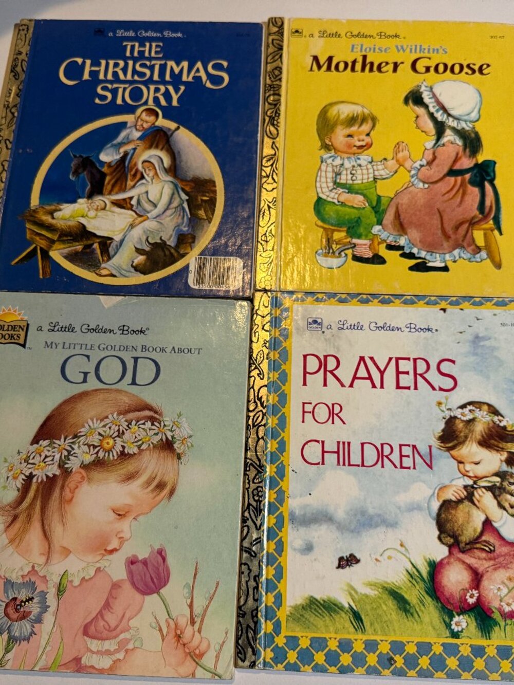 Little Golden Books Lot of 4 Eloise Wilkin Mother Goose Christmas God Prayers